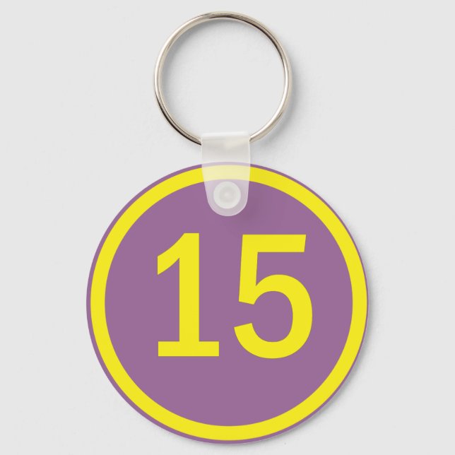 Number 15 in a circle key ring (Front)