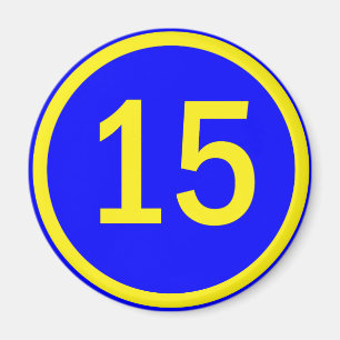 number 15 in a circle magnet