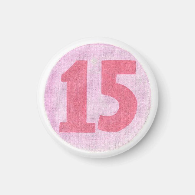 Number 15 in a pink bubble, magnets (Front)