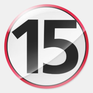 Number 15 red sticker