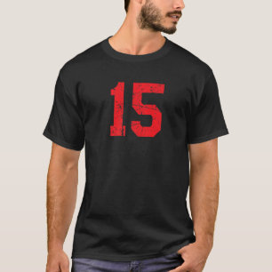 Number #15 Sports Jersey Red Distressed Vintage Lu T-Shirt