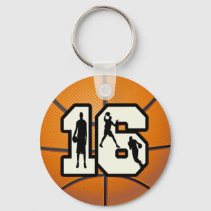 Number 16 Basketball and Players Key Ring