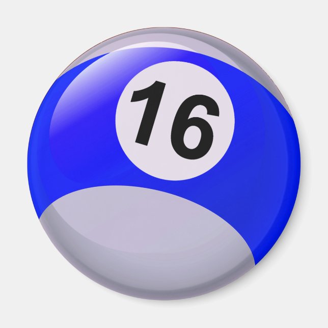 Number 16 Billiards Ball Magnet (Front)