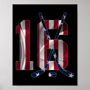 Number 16 Years Ice Hockey 16th Birthday  Poster
