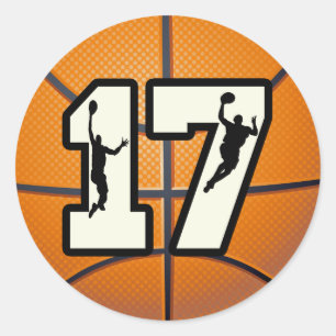 Number 17 Basketball and Players Classic Round Sticker