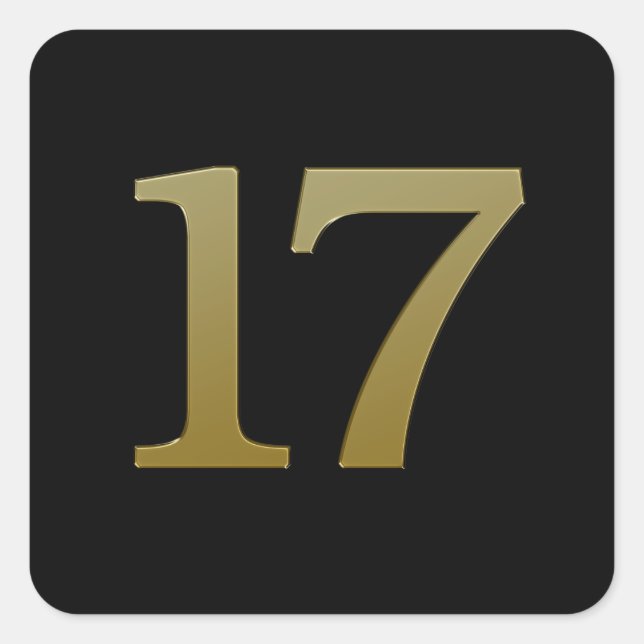 Number 17 Gold Square Sticker (Front)