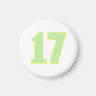 Number 17 magnet in lime green and yellow