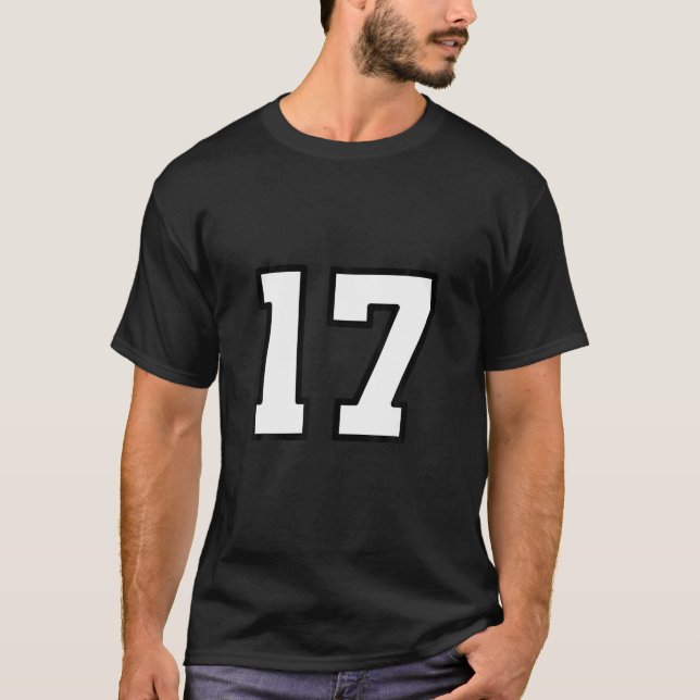 Number 17 Varsity Sports Style T Shirt (Front)