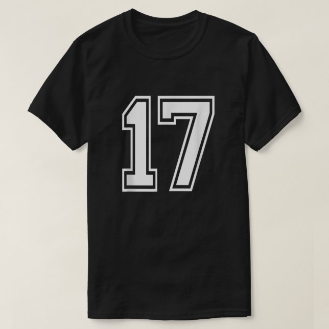 Number 17 Varsity Sports Team Jersey 17th Birthday T-Shirt (Design Front)