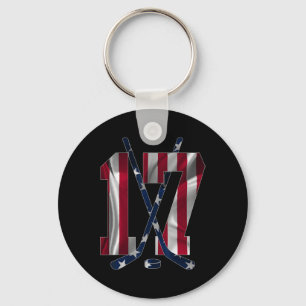 Number 17 Years Ice Hockey 17th Birthday Key Ring