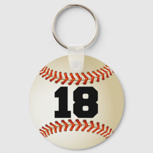 Number 18 Baseball Key Ring