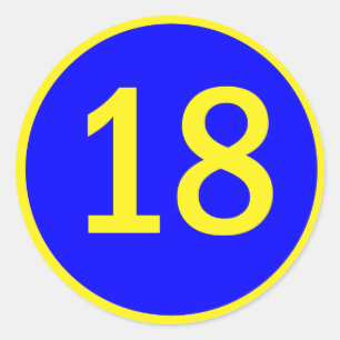 number 18 in a circle classic round sticker