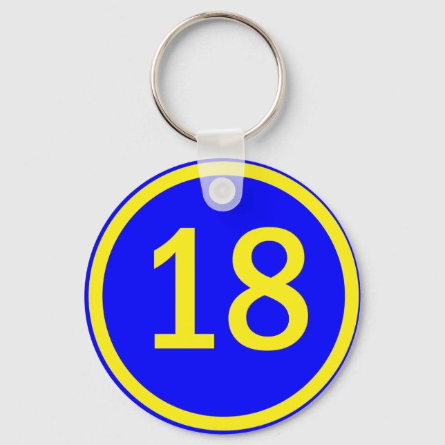 number 18 in a circle key ring (Front)