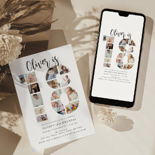 Number 18 Photo Co lage 18th Birthday Party Invitation