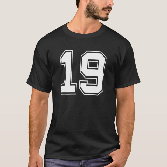 Number 19 Baseball Football Soccer Basketball Birt T-Shirt (Front)