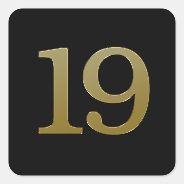 Number 19 Gold Square Sticker (Front)