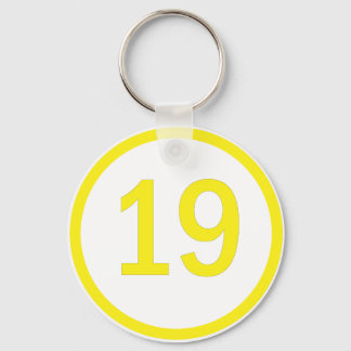 number 19 in a circle key ring