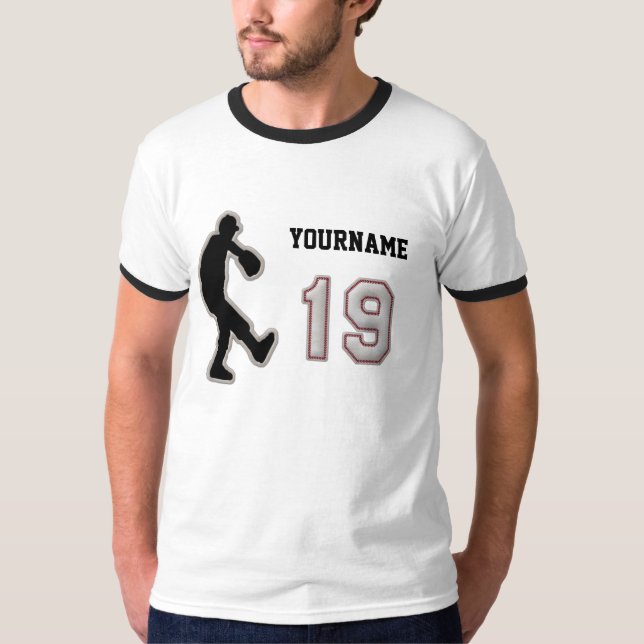 Number 19 Pitcher Uniform - Cool Baseball Stitches T-Shirt (Front)