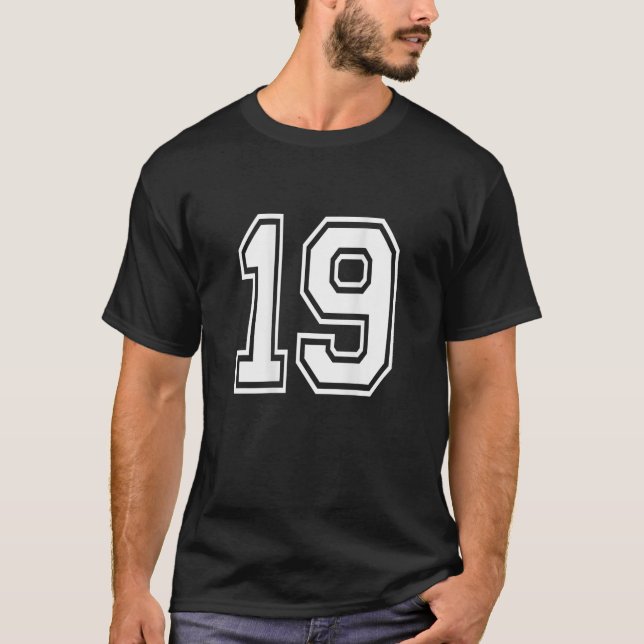 Number 19 Sports Player Number BACK of T-Shirt (Front)