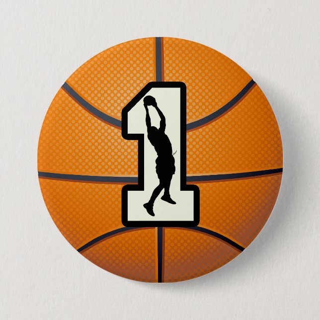 Number 1 Basketball and Player 7.5 Cm Round Badge (Front)