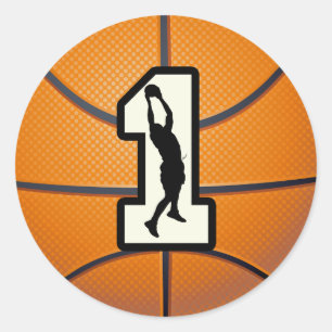 Number 1 Basketball and Player Classic Round Sticker