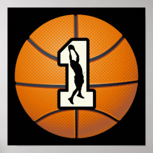 Number 1 Basketball and Players Poster