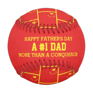 NUMBER 1 BEST DAD Father's Day CHINA Flag Baseball