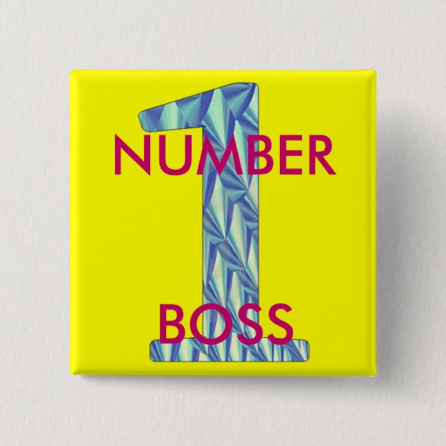 Number 1 Boss-Pin 15 Cm Square Badge (Front)