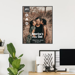 Number 1 Dad Add Photo Fun Magazine Cover Poster