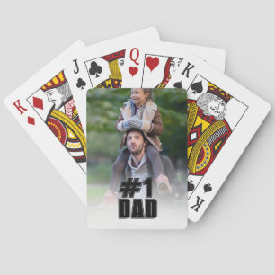 Number 1 DAD Create Your Own Photo Varsity Font Playing Cards