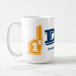 Number #1 Dad Fan Custom Message Mug<br><div class="desc">Show who you think is Number One (Numero Uno, #1) on Father's Day with this cute customisable #1 fan mug. A big hand points to your Papa (with your custom message) as he holds his morning coffee! What a way to make a papa proud! Embrace your humour and love on...</div>