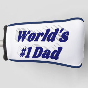 Number 1 Dad Fathers Day dark blue text Golf Head Cover