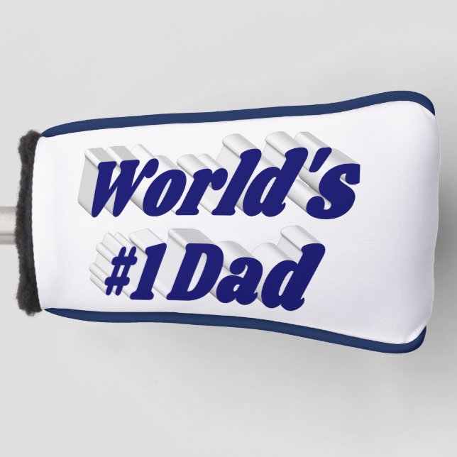 Number 1 Dad Fathers Day dark blue text  Golf Head Golf Head Cover (Front)