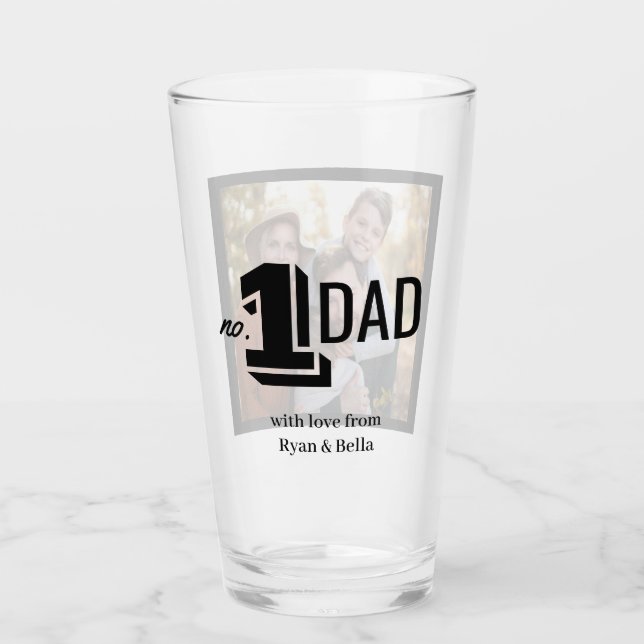 number 1 dad fathers day photo gift coffee mug glass (Front)