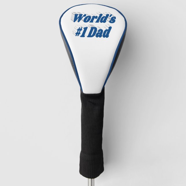 Number 1 Dad Fathers Day sea blue text  Golf Head  Cover (Front)