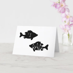 Number 1 Dad Fish Cool Modern White Black  Drawing Card