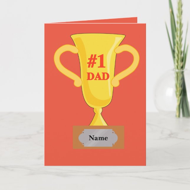 Number 1 Dad Gold Trophy Card (Front)