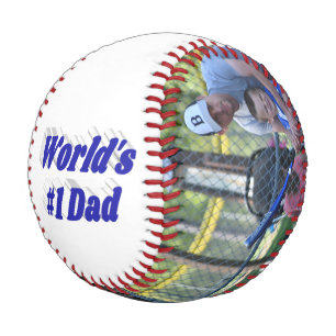 Number 1 Dad Photo Fathers Day blue  Baseball