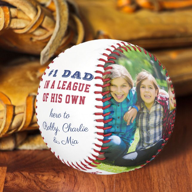 Number 1 Dad Quote Custom 2 Photo Personalised Baseball (Creator Uploaded)