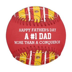 NUMBER 1 DAD Spanish Flag Fathers Day Baseball
