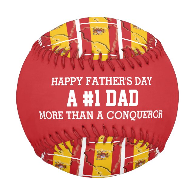 NUMBER 1 DAD Spanish Flag Fathers Day Baseball (Front)