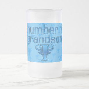 Number 1 Grandson Frosted Glass Beer Mug