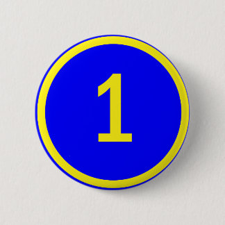 number 1 in a circle 6 cm round badge