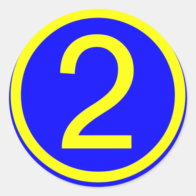 number 1 in a circle, blue background classic round sticker (Front)
