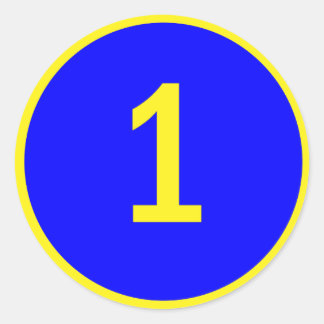 number 1 in a circle classic round sticker