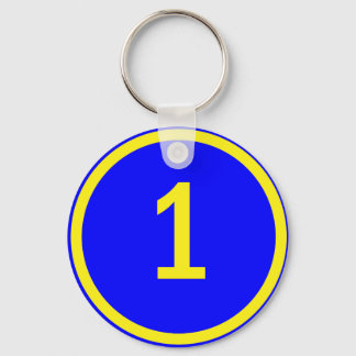 number 1 in a circle key ring