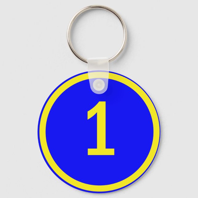 number 1 in a circle key ring (Front)