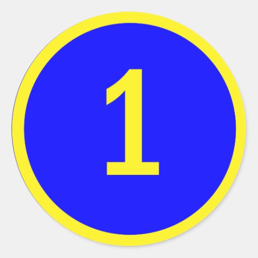 number 1 in a circle round sticker