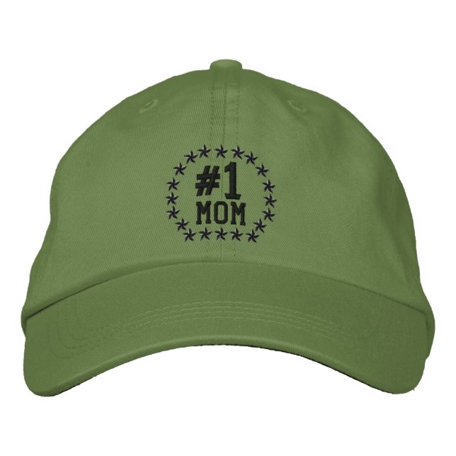 Number 1 MOM All Star Stars Embroidery Embroidered Hat (Front)