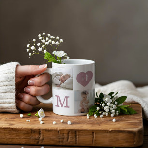 Number 1 Mom Mommy Photo Collage Gold Frame Coffee Mug